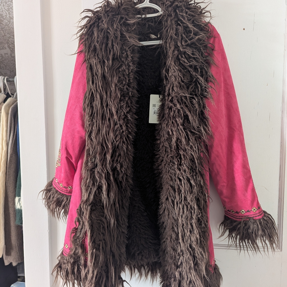 Spell Pink Jacket with Brown Accents - Picture 3 of 6